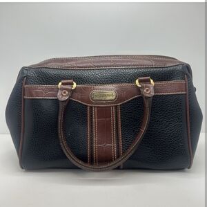 Carrelani Black and Brown Leather Duffel Bag